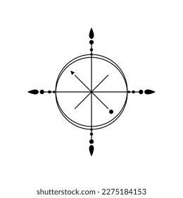Vintage black line arrow compass boho tattoo icon vector design
