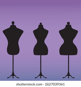 Manequins negros vintage mulher, homem, mulher gorda. Ícone de manequim. Corpo feminino, corpo masculino, manequim preto vazio do torso, roupas