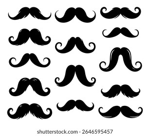 Vintage Black Mustache Icons Collection Various Styles for Cute Masculine and Retro Designs