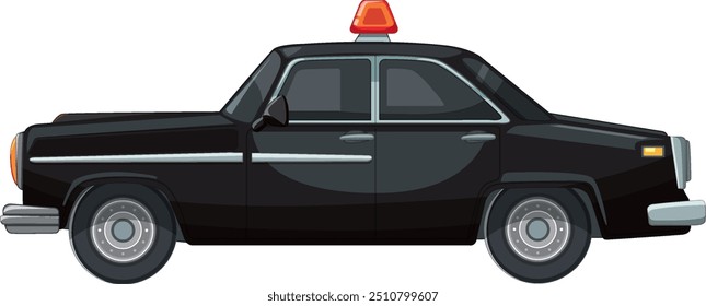 Vintage black police car with red siren