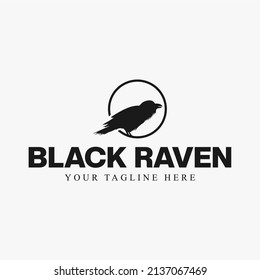 Vintage black raven logo vector