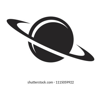 Vintage black saturn planet icon on white background isolated vector illustration