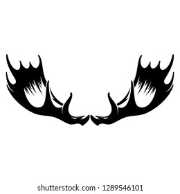 Vintage black silhouette hand drawn deer horn, antler. Design elements of deer. Wildlife hunters, hipster icon