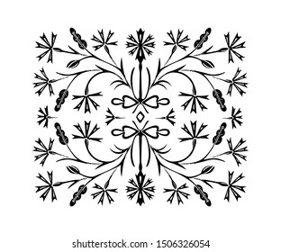 Vintage black vector pattern. Hand drawn abstract background. Decorative retro banner. Can be used for banner, invitation, wedding card, scrapbooking and others.