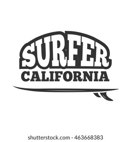 Vintage black vector surf emblem, logo