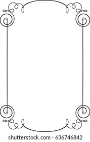 Vintage black very thin, simple, elegant frame with empty place for your text or other design, vector illustration.