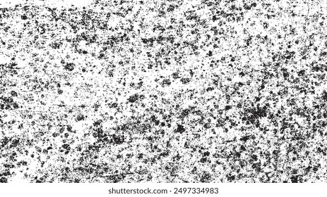 Vintage black and white background with grainy texture, distressed ink splatter, and grunge overlay, perfect for retro abstract design and illustration wallpaper template