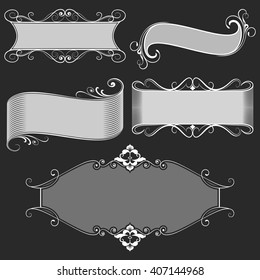 Vintage black and white banners and frame vector set.