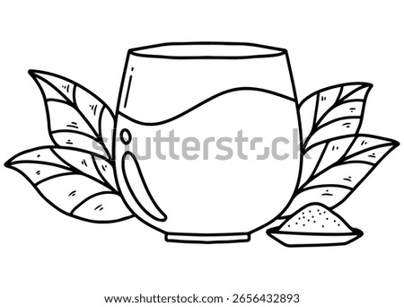 Vintage black and white coffee and tea cup vector art illustration set for cafe beverage design