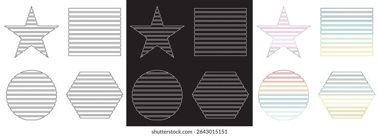 Vintage, black, white and colorful sunset. Sun and ocean view, summer vibes, surfing. isolated on white and black background. Vector illustration. EPS 10
