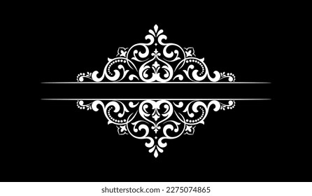 Vintage black and white element. Graphic vector design. Damask graphic ornament