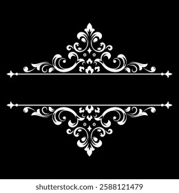 Vintage black and white element. Graphic vector design. Damask graphic ornament.