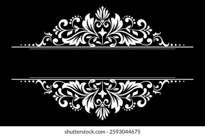 Vintage black and white element. Graphic vector design. Damask graphic ornament.