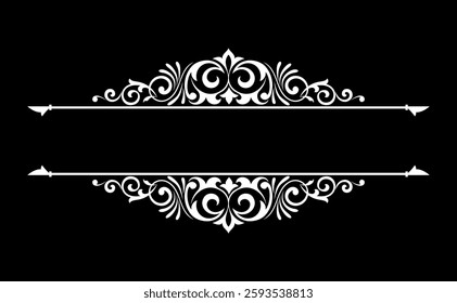 Vintage black and white element. Graphic vector design. Damask graphic ornament.