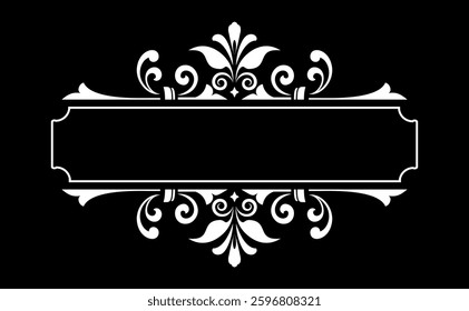 Vintage black and white element. Graphic vector design. Damask graphic ornament.