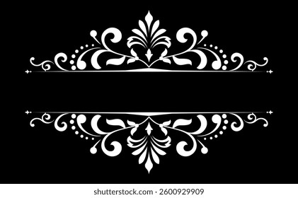 Vintage black and white element. Graphic vector design. Damask graphic ornament
