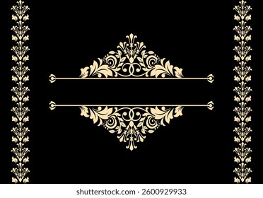 Vintage black and white element. Graphic vector design. Damask graphic ornament