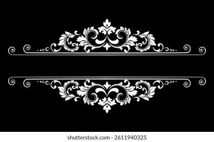 Vintage black and white element. Graphic vector design. Damask graphic ornament