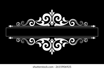 Vintage black and white element. Graphic vector design. Damask graphic ornament