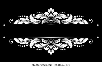 Vintage black and white element. Graphic vector design. Damask graphic ornament