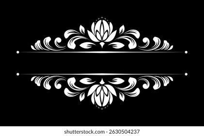 Vintage black and white element. Graphic vector design. Damask graphic ornament