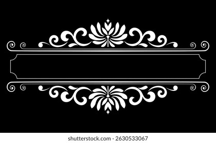 Vintage black and white element. Graphic vector design. Damask graphic ornament