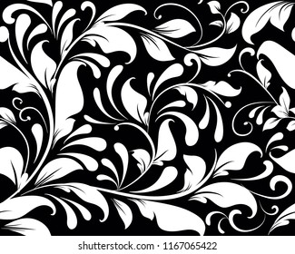 Vector floral blanco y negro vintage sin fisuras. Fondo monocromo del amortiguador ornamental. Elegancia adornado a mano en estilo renacentista. Diseño decorativo para papel pintado, tela, impresión