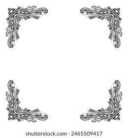 vintage black and white frame with floral ornament vector