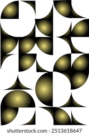 Vintage black and white geometric pattern background featuring abstract lines of circles triangles and squares Stylish Bauhaus inspired design with op art elements