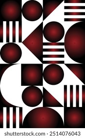 Vintage black and white geometric pattern background featuring abstract lines of circles triangles and squares Stylish Bauhaus inspired design with op art elements