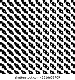 Fondo de patrón geométrico blanco y negro de Antiguas con líneas abstractas de círculos triángulos y cuadrados Diseño elegante inspirado en Bauhaus con Elementos op art