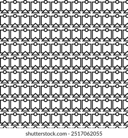 Vintage black and white geometric pattern background featuring abstract lines of circles triangles and squares Stylish Bauhaus inspired design with op art elements
