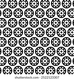 Vintage schwarz-weiß geometrischen Muster Hintergrund mit abstrakten Linien von Kreisen Dreiecke und Quadrate Stilvolles Bauhaus inspirierte Design mit op Art Elemente