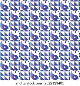 Vintage black and white geometric pattern background featuring abstract lines of circles triangles and squares Stylish Bauhaus inspired design with op art elements