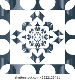 Vintage black and white geometric pattern background featuring abstract lines of circles triangles and squares Stylish Bauhaus inspired design with op art elements