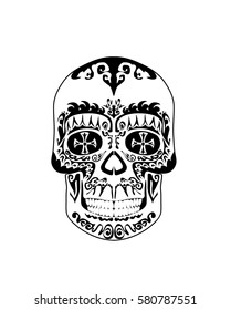 Vintage black and white gothic skull