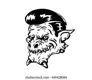 Vintage Black And White Hair Pomade Barber Shop Character - Zombie Vintage Hair Style