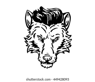 Vintage Black And White Hair Pomade Barber Shop Character - Confidence Wolf Hustler