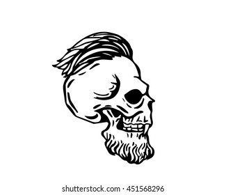 Vintage Black And White Hair Pomade Barber Shop Character - Fierce Skeleton Hair Stylist