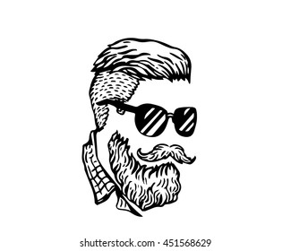 Vintage Black And White Hair Pomade Barber Shop Character - Casual Retro Cool Guy