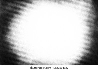 Vintage black and white halftone vector texture. Abstract splattered background for vignette overlay effect