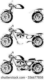 vintage black and white motorcycle vector and illustration