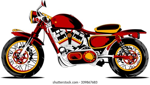 vintage black and white motorcycle vector and illustration