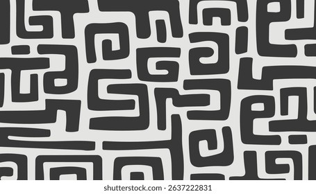 Vintage black and white pattern retro swirl geometry hand drawing .Vector illustration