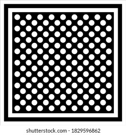 Vintage black white polka dots background.Vector patch for print,fabric,scarf design.