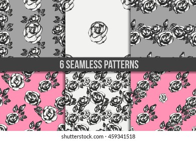 Vintage black and white rose patterns