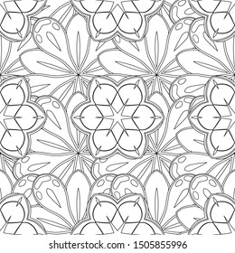 Vintage black and white seamless pattern, abstract ornament brocade textile pattern, motley stylized elements for fabric, printing or wrapping paper.