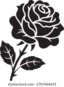 Vintage black and white seamless pattern of roses and leaves vector silhouette floral art decoration