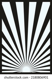 Vintage Black and White Sunburst Stripes Poster Template With Rays Centered at the Bottom. Retro Inspired Grunge Sun Bursts Vertical Artwork. 