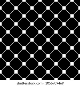 Vintage black and white tiles vector pattern or background. Cross lines vector pattern, background. Seamless repeatable grid, mesh pattern. Template of lattice or grillage texture.